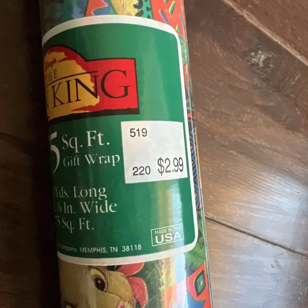 NEW Disney Lion King Grift Wrap Paper 75 Sq Mufasa Simba Vintage New Old Stuff